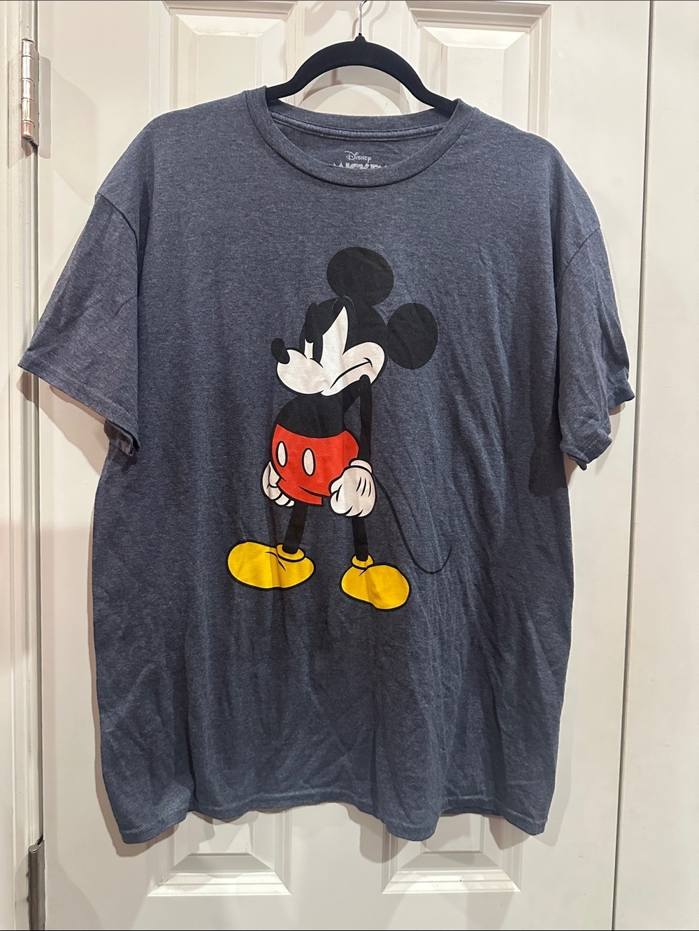 NWOT Disney Gray Mickey Mouse Tee with Red & Yellow Graphic size L